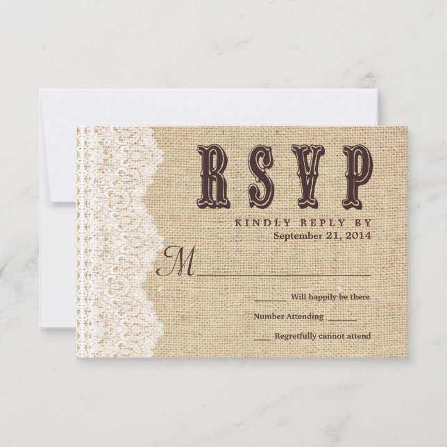 OSA Rustic Typography Bröllop Reply Kort (Framsida)