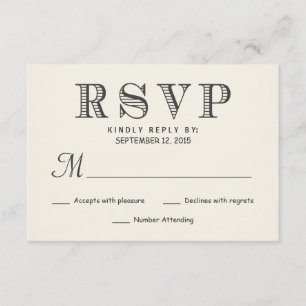 OSA Rustik Typography Ivory White Bröllop Reply Kort