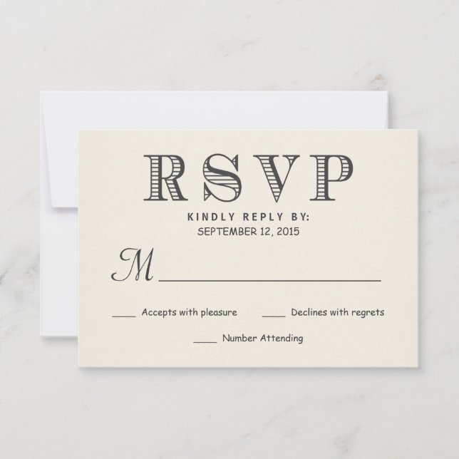 OSA Rustik Typography Ivory White Bröllop Reply Kort (Framsida)