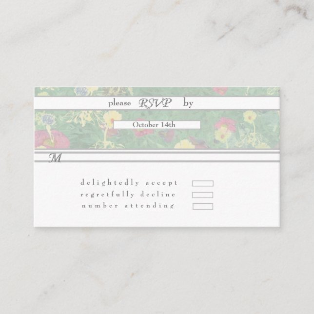 OSA Silver Grönt Blommigt Bröllop Tilläggskort (Framsida)