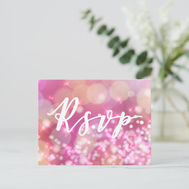 OSA | Skuggkort för glamorös Rosa Sparkles Inbjudan Vykort (Stående Fram)
