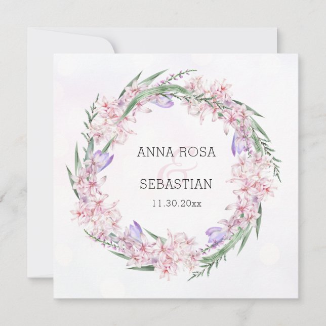*~* OSA Sweet Blommigt Wand Boho QR AR12 Bröllop Inbjudningar (Framsida)