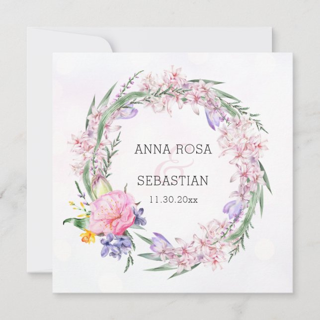 *~* OSA Sweet Boho Blommigt Wand QR AR12 Bröllop Inbjudningar (Framsida)