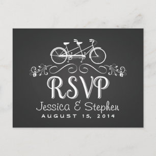 OSA Tandem Bicycle for Two Chalkboard Reply Inbjudan Vykort