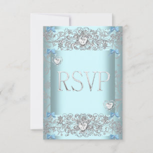 OSA Teal Blue Damask Wedding White Diamond Hearts