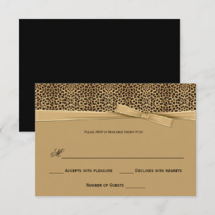 Osa till Leopard Print Guld Ribbon Inbjudningar