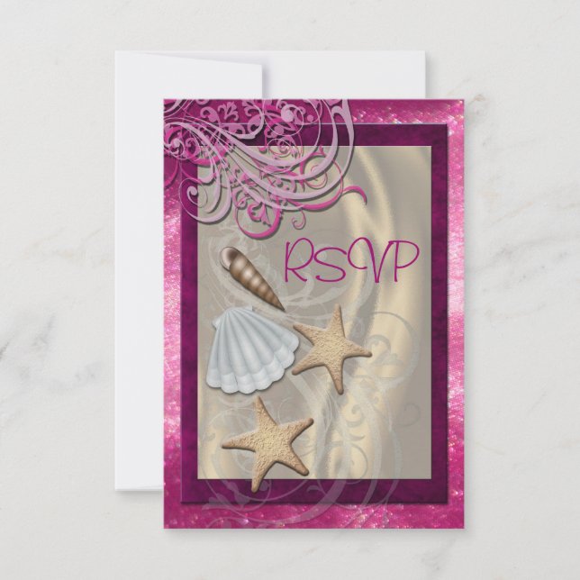 Osa till Shimmering Seashell Rosa Beach-inbjudan Kort (Framsida)