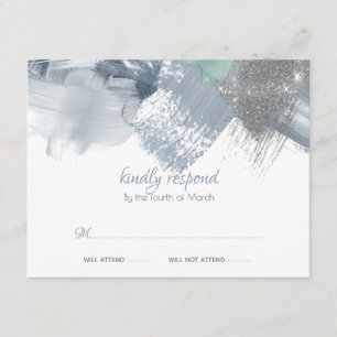 OSA   Trendig Brushstrokes Dusty Blue Pewter Tilläggskort