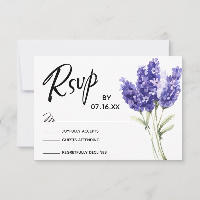 OSA Typografi, Lavender Watercolor Flowers Kort (Framsida)