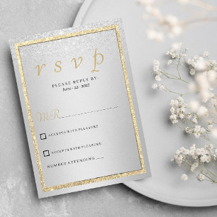 Osa vid eleganten guld silver glitter inbjudningar