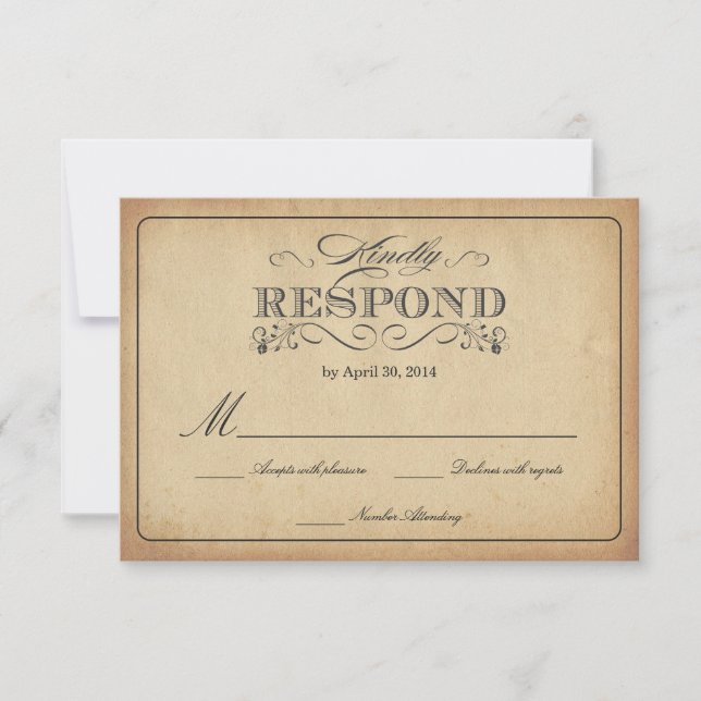 OSA Vintage Nedfläckad Parchment Bröllop Reply (Framsida)