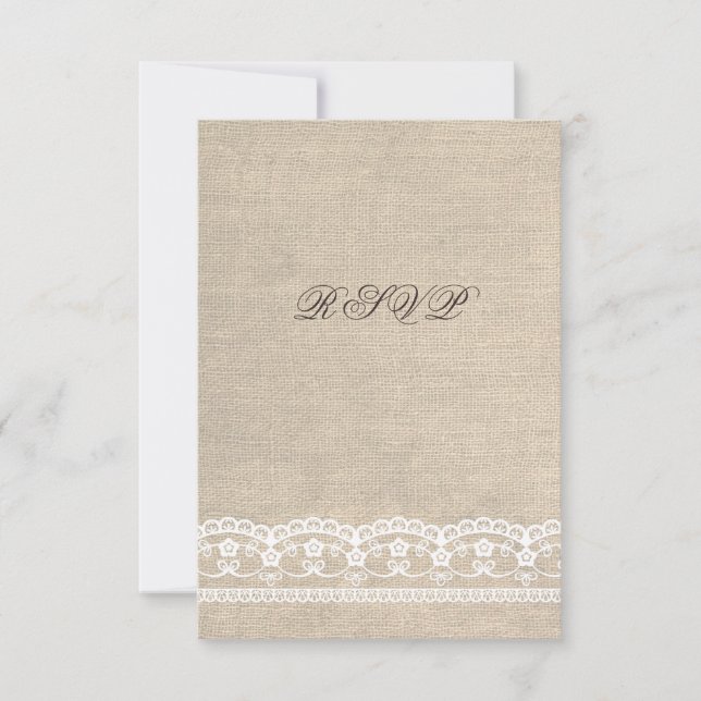 OSA Vintage White Snöre & Burlap Bröllop Card (Framsida)