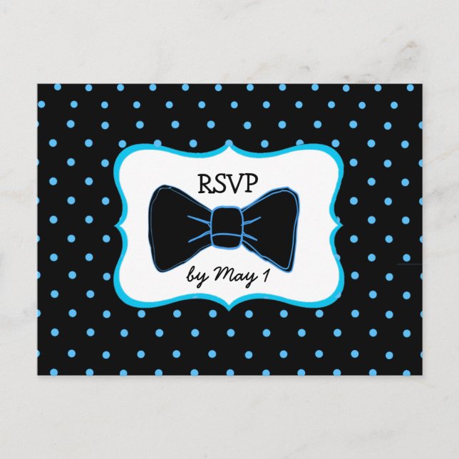 OSA vykort Blue Black Bowtie HBT Bröllop (Framsida)