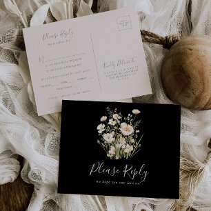 Osa-vykort för klassiskt Wildblomme Black Menu Cho Vykort