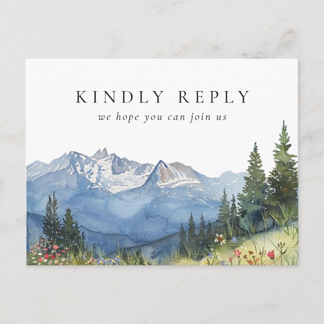 Osa-vykort för vattenfärgsberg i Sång-begäran Inbjudan Vykort (Framsida)