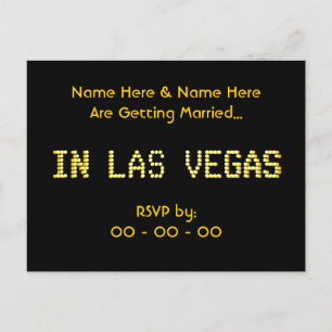 OSA vykort. Svart och Gult. Las Vegas Bröllop. Inbjudan Vykort