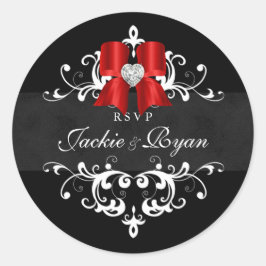 OSA Wedding Stickers Black White Julafton Bow Runt Klistermärke