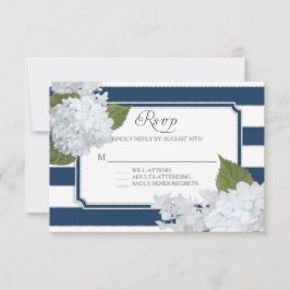 OSA White Hydrangea Elegant Navy Wide Rand Kort