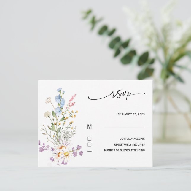 Osa Wildblommor Boho Card Vykort (Stående Fram)