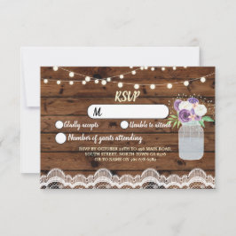 OSA Wood Snöre Bröllop Rustic Ljus Blommigt Burk Inbjudningar