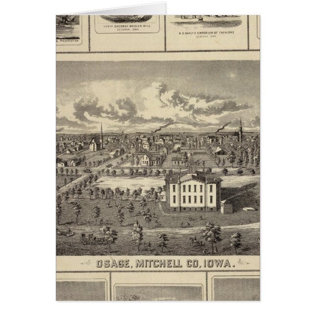 Osage Bldgs, gårdar, bostäder Hälsningskort (Framsidan)