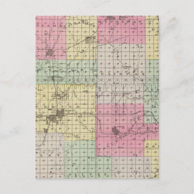 Osage County, Kansas Vykort (Framsida)
