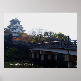 Osaka Castle från Bridge Japan Travel Destination Poster