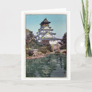 Osaka Castle, Hiroshi Yoshida, Woodcut Kort
