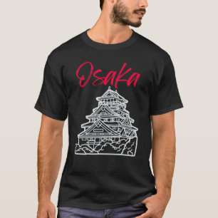 Osaka Castle i Japan Sketch Japanska Landmark T Shirt