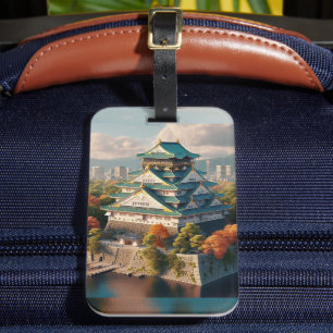 Osaka Castle Japan liggande Vintage resor Bagagebricka