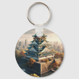 Osaka Castle Japan liggande Vintage resor Nyckelring