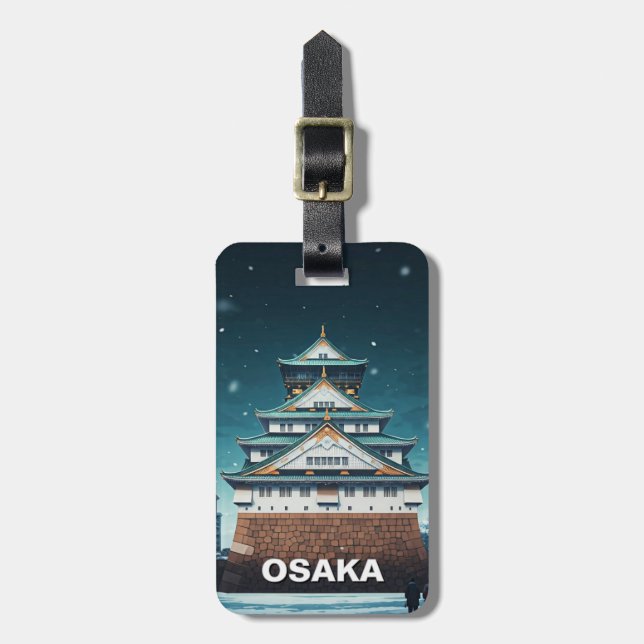 Osaka Castle Japan Night Travel Bagagebricka (Vertikal Framsida)