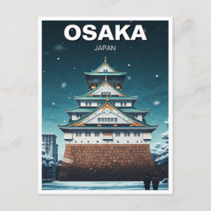 Osaka Castle Japan Night Travel Vykort