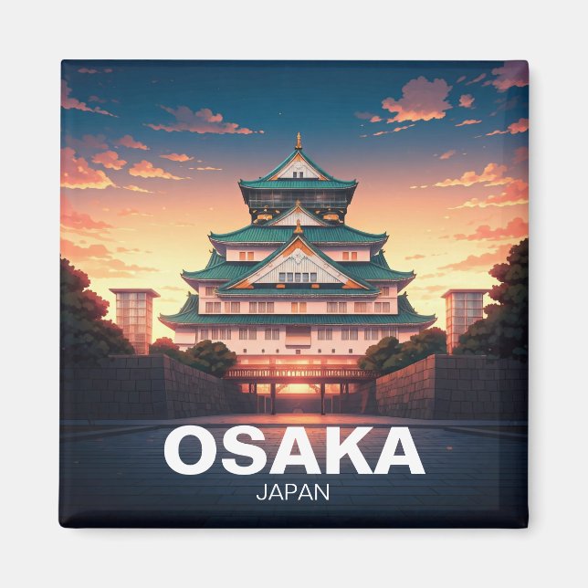 Osaka Castle Japan sunset Magnet (Framsidan)