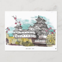 Osaka Castle Japan Watercolor Illustration