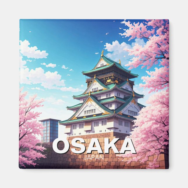 Osaka Castle Japans körsbärsblommar Magnet (Framsidan)