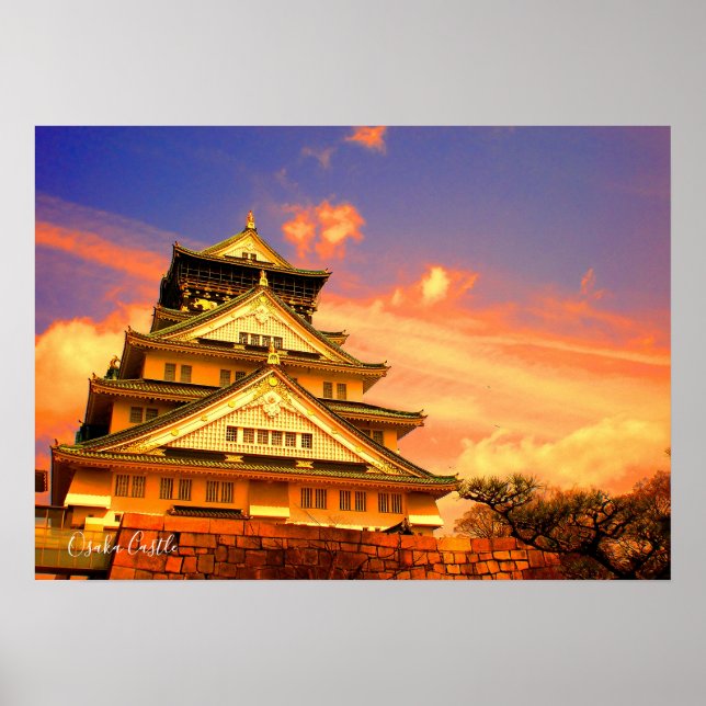 Osaka Castle (solnedgång) Poster (Framsidan)