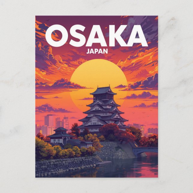 Osaka Castle Solnedrömmar Vykort (Framsida)