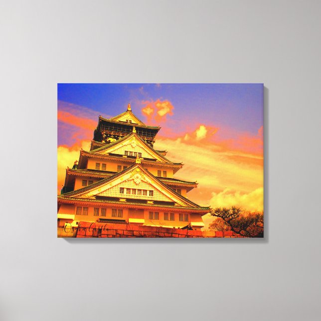 Osaka Castle (Sunset ver.) [Premium Canvas] Canvastryck (Framsida)
