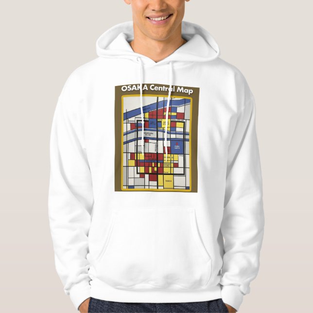 OSAKA central map Piet Mondrian style Hoodie (Framsida)