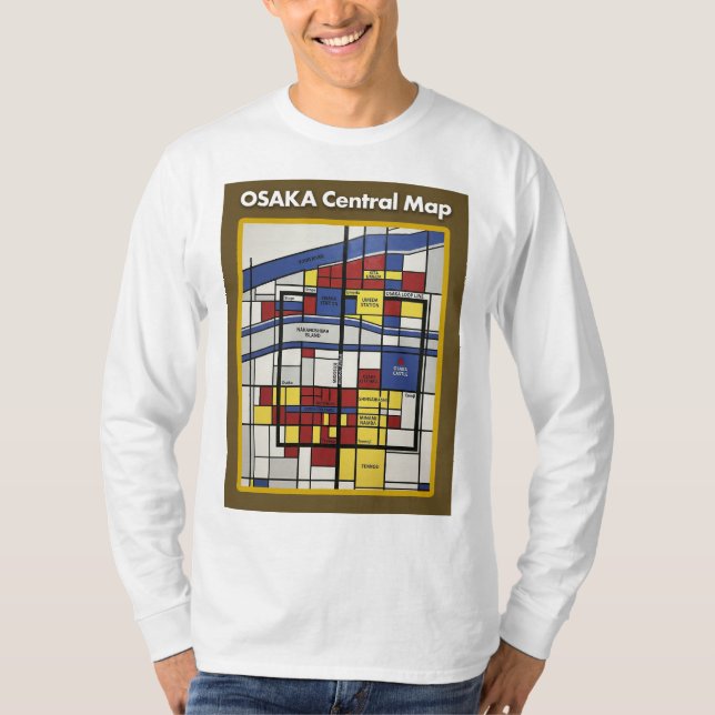 OSAKA central map Piet Mondrian style T Shirt (Framsida)