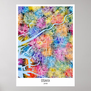 Osaka Japan City Karta Poster