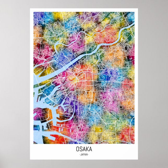 Osaka Japan City Karta Poster (Framsidan)