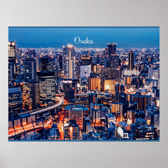 Osaka Japan cityscape-foto Poster (Framsidan)