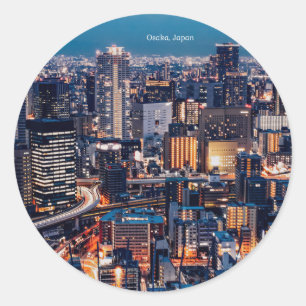 Osaka Japan cityscape-foto Runt Klistermärke