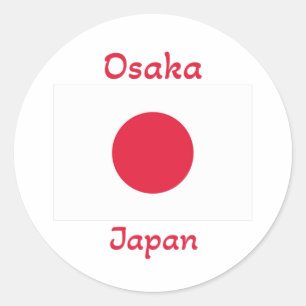 Osaka Japan Flagga Runt Klistermärke