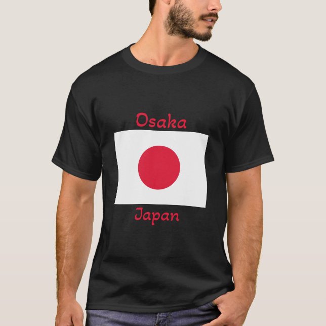Osaka Japan Flagga T-Shirt (Framsida)