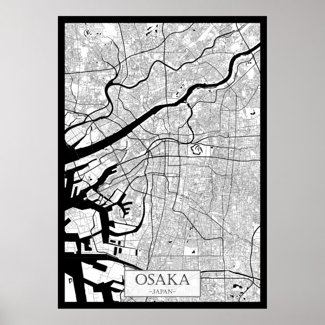 Osaka Japan Karta Poster (Framsidan)