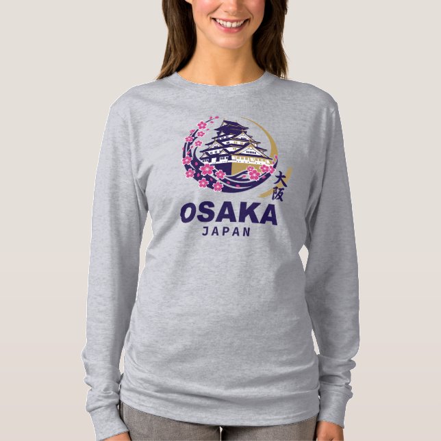Osaka Japan Körsbärsblom T Shirt (Framsida)