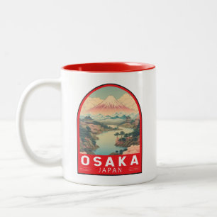 Osaka Japan Mont Fuji Resemal Logotyp Två-Tonad Mugg